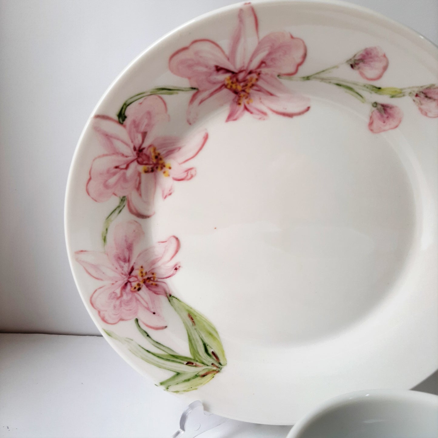 Juego de café porcelana pintada a mano orquídeas floral artesanal.