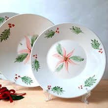Cargar imagen en el visor de la galería, Hand-painted artisan Christmas poinsettia tableware.
