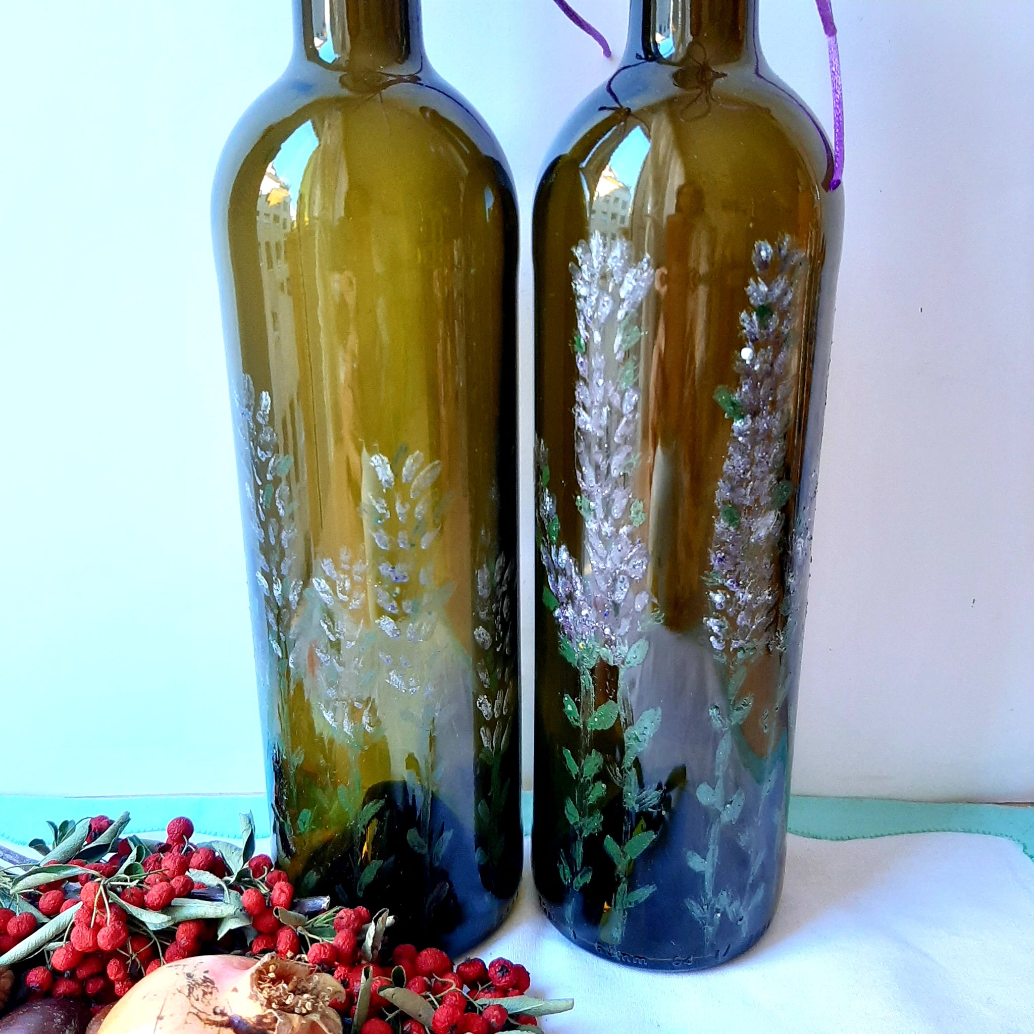 botellas de vidrio de lavanda