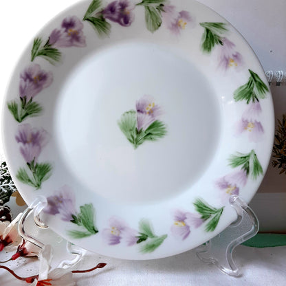 Plato porcelana pintado a mano crocus único artesanal no calcomania