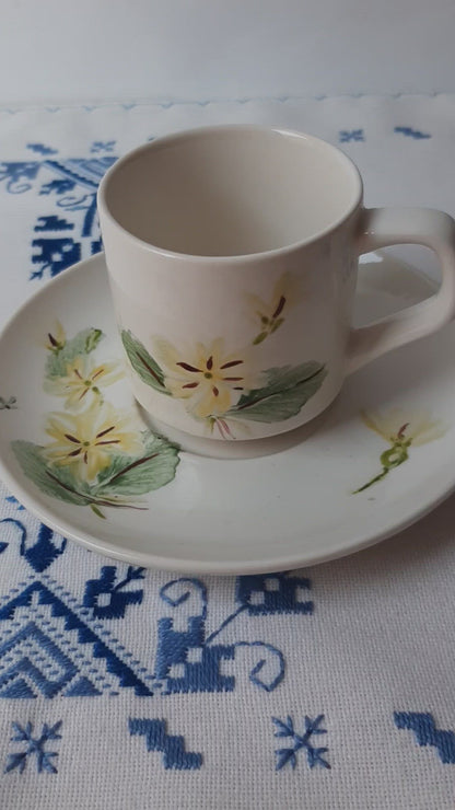 Juego de café 6 servicios esmaltado porcelana pintada a mano primaveras unico