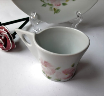 Hand-painted 12-piece coffee set, porcelain, pink petunias.